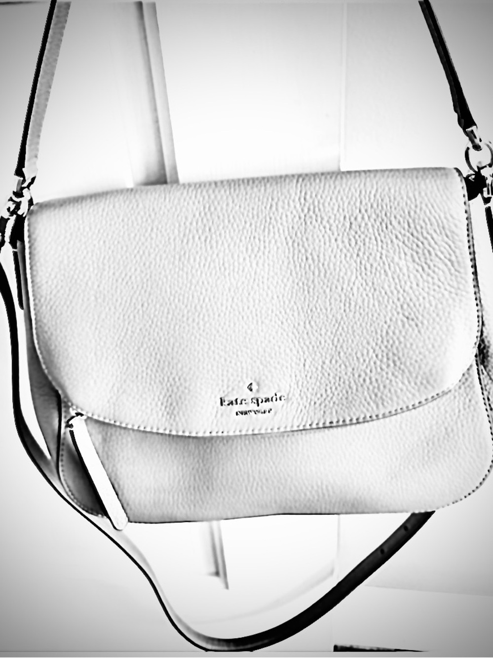 kate spade Pebbled Leather Crossbody in Gray with Gold Hardware